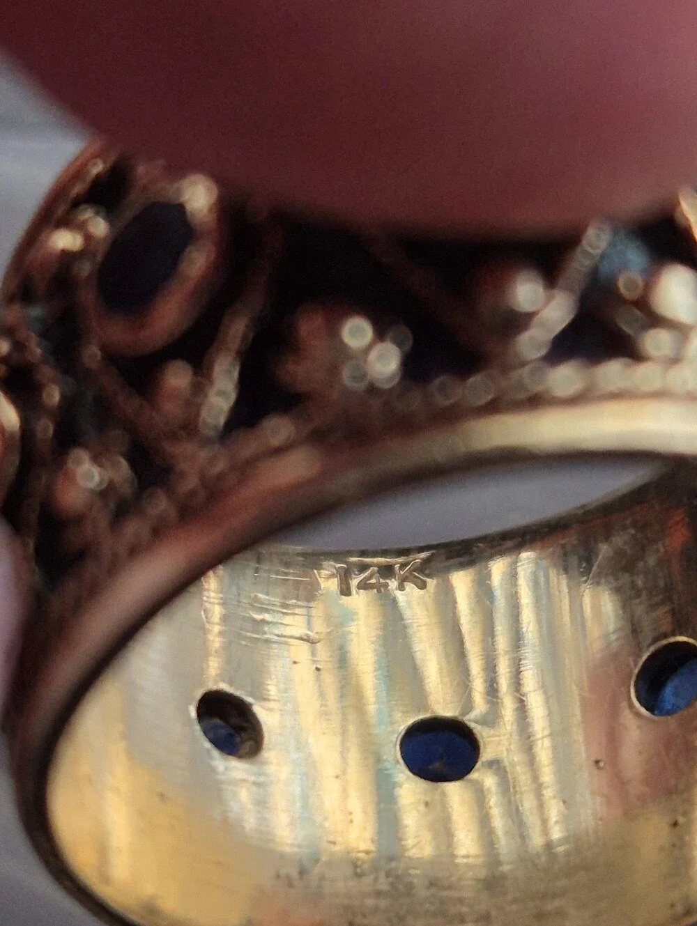🌙Vintage 14k Yellow Gold Etruscan Revival Granulation Cigar Band Ring 11g Sz 7